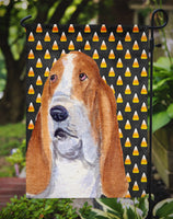 Basset Hound Candy Corn Halloween Portrait Flag Garden Size