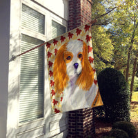 Cavalier Spaniel Fall Leaves Portrait Flag Canvas House Size