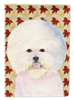 Bichon Frise Fall Leaves Portrait Flag Canvas House Size