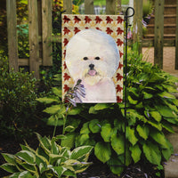 Bichon Frise Fall Leaves Portrait Flag Garden Size