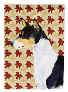 Basenji Fall Leaves Portrait Flag Canvas House Size