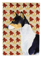 Basenji Fall Leaves Portrait Flag Garden Size