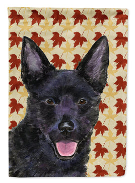 Australian Kelpie Fall Leaves Portrait Flag Garden Size