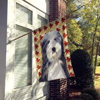 Bearded Collie Fall Leaves Portrait Flag Canvas House Size