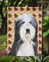 Bearded Collie Fall Leaves Portrait Flag Garden Size