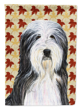 Bearded Collie Fall Leaves Portrait Flag Garden Size