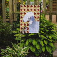 Bedlington Terrier Fall Leaves Portrait Flag Garden Size