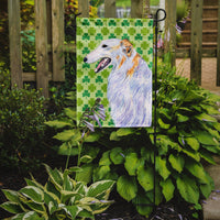 Borzoi St. Patrick's Day Shamrock Portrait Flag Garden Size