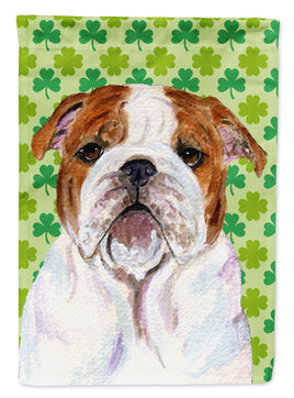 Bulldog English St. Patrick's Day Shamrock Flag Canvas House Size