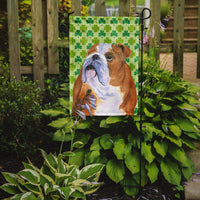 Bulldog English St. Patrick's Day Shamrock Portrait Flag Garden Size