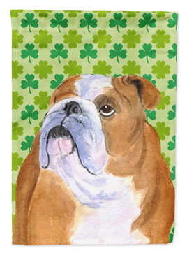 Bulldog English St. Patrick's Day Shamrock Portrait Flag Garden Size