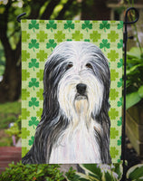 Bearded Collie St. Patrick's Day Shamrock Portrait Flag Garden Size