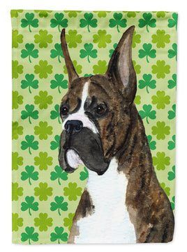 Boxer St. Patrick's Day Shamrock Portrait Flag Garden Size