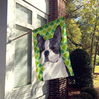 Boston Terrier St. Patrick's Day Shamrock Portrait Flag Canvas House Size