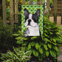 Boston Terrier St. Patrick's Day Shamrock Portrait Flag Garden Size