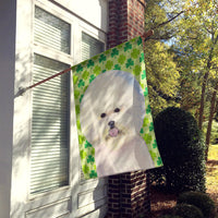 Bichon Frise St. Patrick's Day Shamrock Portrait Flag Canvas House Size