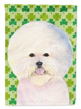 Bichon Frise St. Patrick's Day Shamrock Portrait Flag Canvas House Size