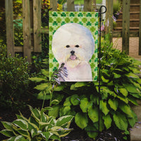 Bichon Frise St. Patrick's Day Shamrock Portrait Flag Garden Size