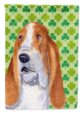 Basset Hound St. Patrick's Day Shamrock Portrait Flag Canvas House Size