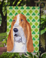 Basset Hound St. Patrick's Day Shamrock Portrait Flag Garden Size