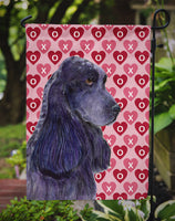 Black Cocker Spaniel Hearts Love Valentine's Day Flag Garden Size