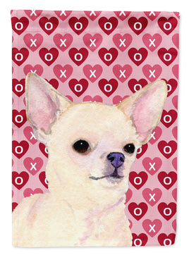 Chihuahua Hearts Love and Valentine's Day Portrait Flag Garden Size