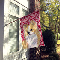 Chihuahua Hearts Love and Valentine's Day Portrait Flag Canvas House Size