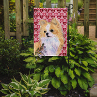 Chihuahua Hearts Love and Valentine's Day Portrait Flag Garden Size