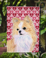 Chihuahua Hearts Love and Valentine's Day Portrait Flag Garden Size