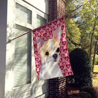 Chihuahua Hearts Love and Valentine's Day Portrait Flag Canvas House Size