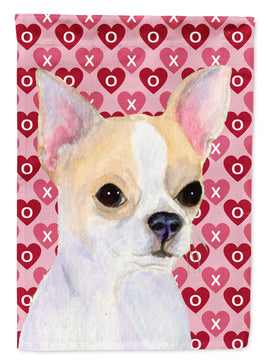 Chihuahua Hearts Love and Valentine's Day Portrait Flag Canvas House Size