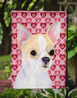 Chihuahua Hearts Love and Valentine's Day Portrait Flag Garden Size