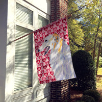 Borzoi Hearts Love and Valentine's Day Portrait Flag Canvas House Size