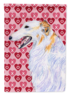 Borzoi Hearts Love and Valentine's Day Portrait Flag Canvas House Size