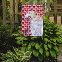 Borzoi Hearts Love and Valentine's Day Portrait Flag Garden Size