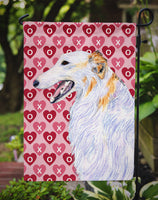 Borzoi Hearts Love and Valentine's Day Portrait Flag Garden Size