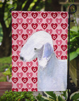 Bedlington Terrier Hearts Love and Valentine's Day Portrait Flag Garden Size