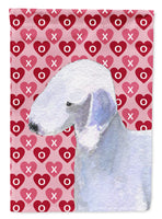 Bedlington Terrier Hearts Love and Valentine's Day Portrait Flag Garden Size