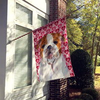 Bulldog English Hearts Love Valentine's Day Flag Canvas House Size