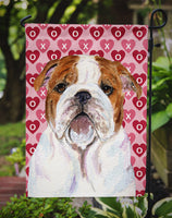 Bulldog English Hearts Love Valentine's Day Flag Garden Size