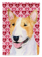 Bull Terrier Hearts Love and Valentine's Day Portrait Flag Canvas House Size