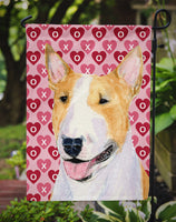 Bull Terrier Hearts Love and Valentine's Day Portrait Flag Garden Size