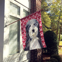 Bearded Collie Hearts Love and Valentine's Day Portrait Flag Canvas House Size