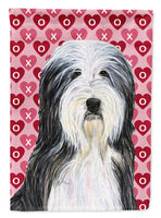 Bearded Collie Hearts Love and Valentine's Day Portrait Flag Canvas House Size