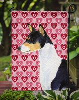 Basenji Hearts Love and Valentine's Day Portrait Flag Garden Size