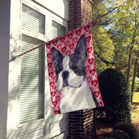 Boston Terrier Hearts Love and Valentine's Day Portrait Flag Canvas House Size