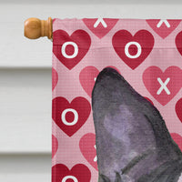 Boston Terrier Hearts Love and Valentine's Day Portrait Flag Canvas House Size