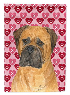 Bullmastiff Hearts Love and Valentine's Day Portrait Flag Canvas House Size