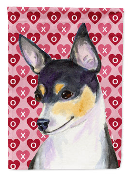 Chihuahua Hearts Love and Valentine's Day Portrait Flag Canvas House Size