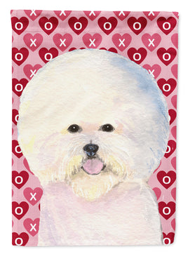 Bichon Frise Hearts Love and Valentine's Day Portrait Flag Canvas House Size